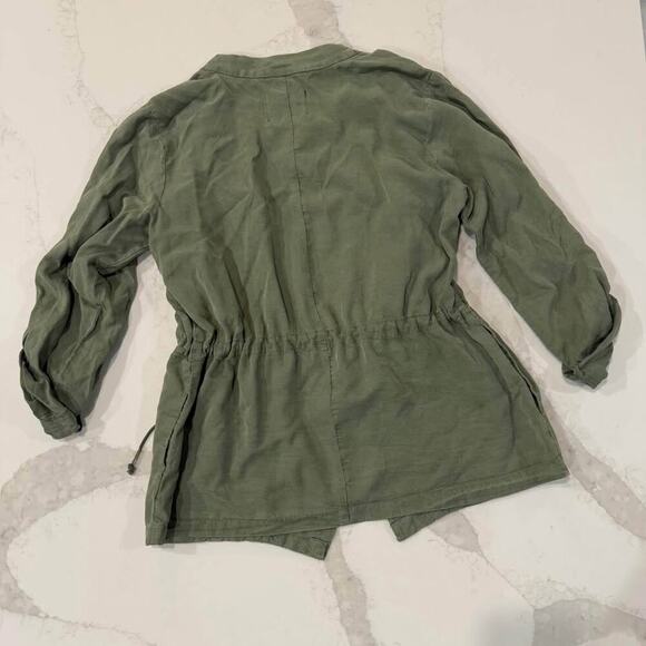 Sanctuary Olive Green Drawcord Waist Open Front Trench Jacket Womens Size Medium - Picture 8 of 10